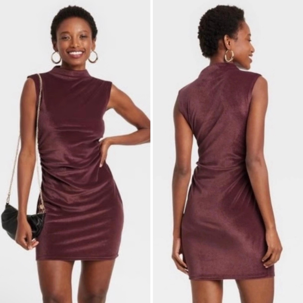 a new day Deep Burgundy Sleeveless Mini Dress
